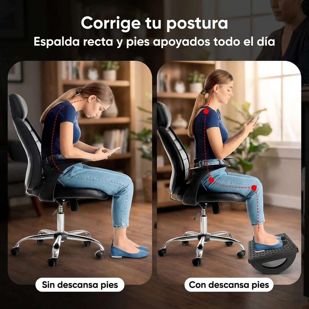 Descansapies ergonomico con rodillos de masaje ✨