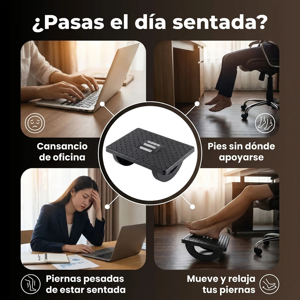 Descansapies ergonomico con rodillos de masaje ✨