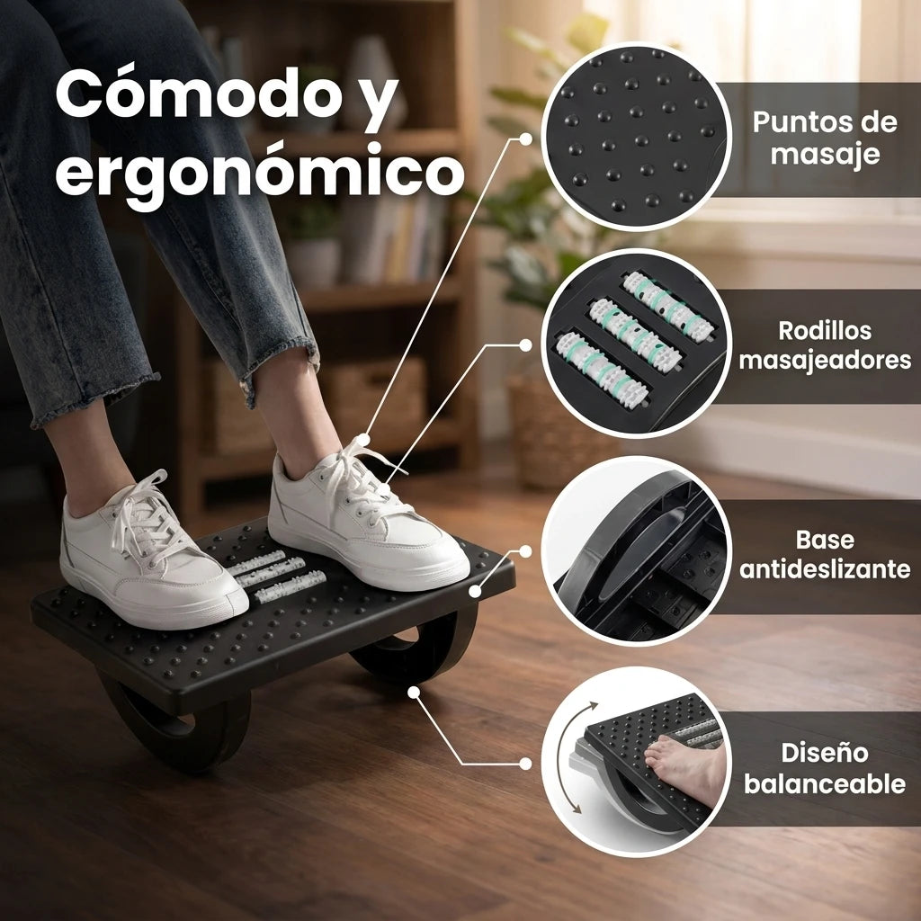 Descansapies ergonomico con rodillos de masaje ✨