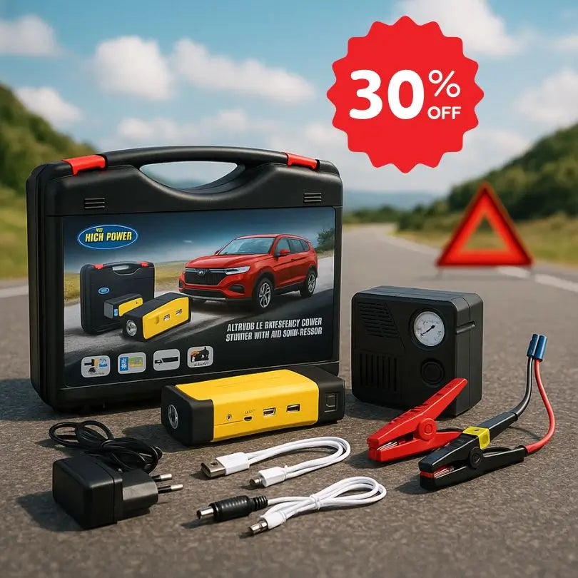 KIT DE EMERGENCIA: ✨ INICIADOR DE BATERÍA + INFLADOR DE LLANTAS ✨ 30% OFF