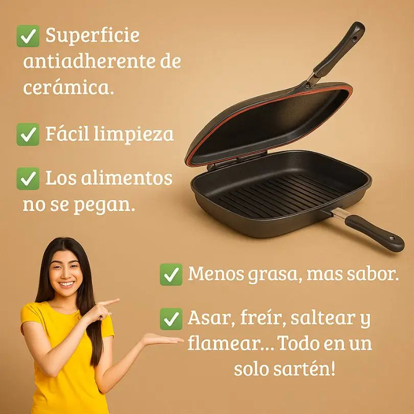 SARTEN DOBLE PARRILLA 💥 MULTIFUNCIONAL 💥 40% DE DESCUENTO