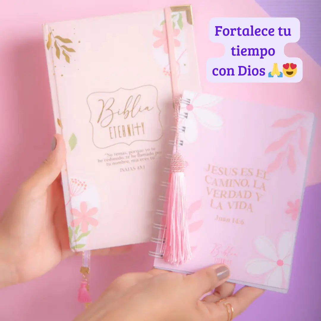 🙏 KIT PARA TU ESPACIO CON DIOS 💗 BIBLIA ETERNITY PASTA DURA 📕🙏 30% OFF