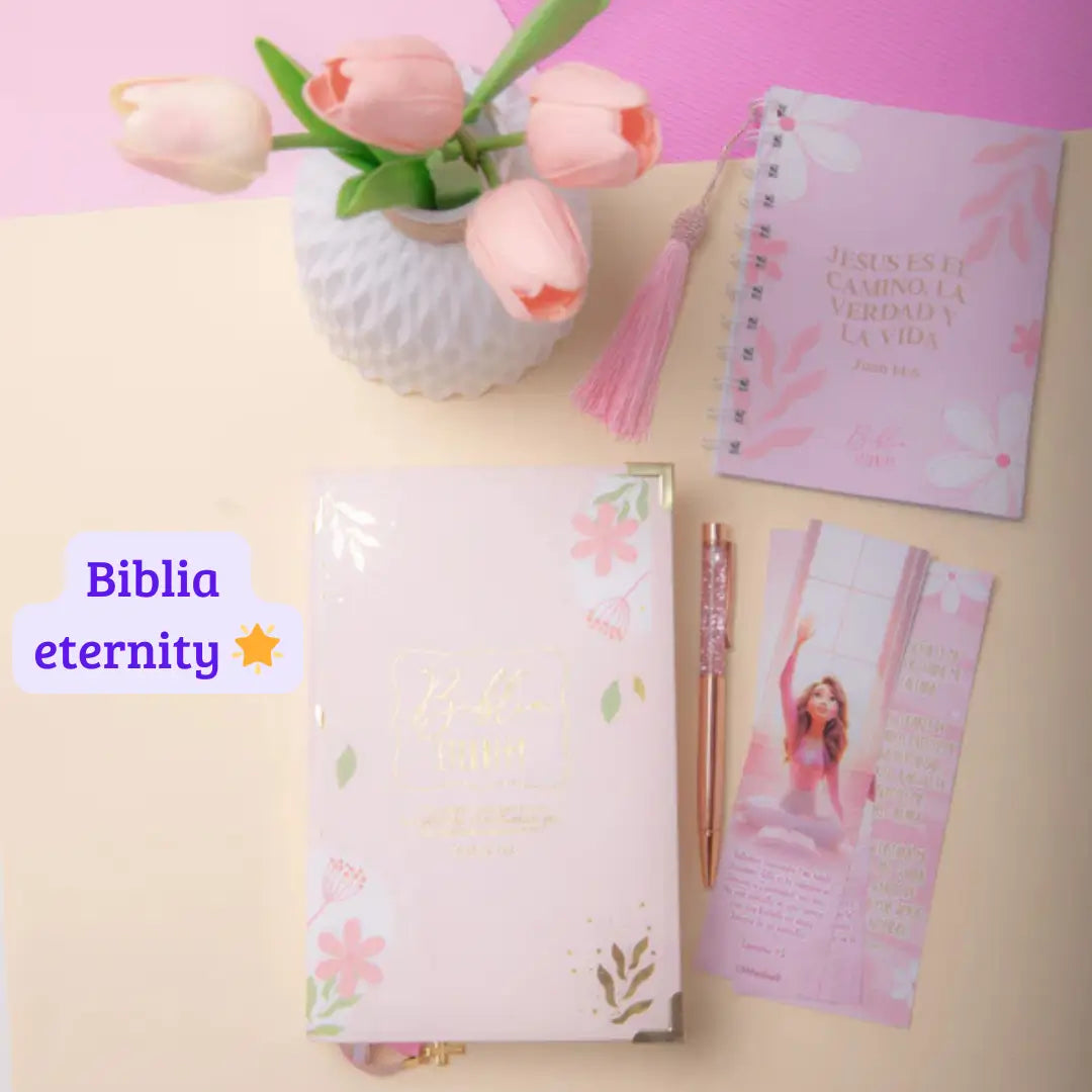 🙏 KIT PARA TU ESPACIO CON DIOS 💗 BIBLIA ETERNITY PASTA DURA 📕🙏 30% OFF