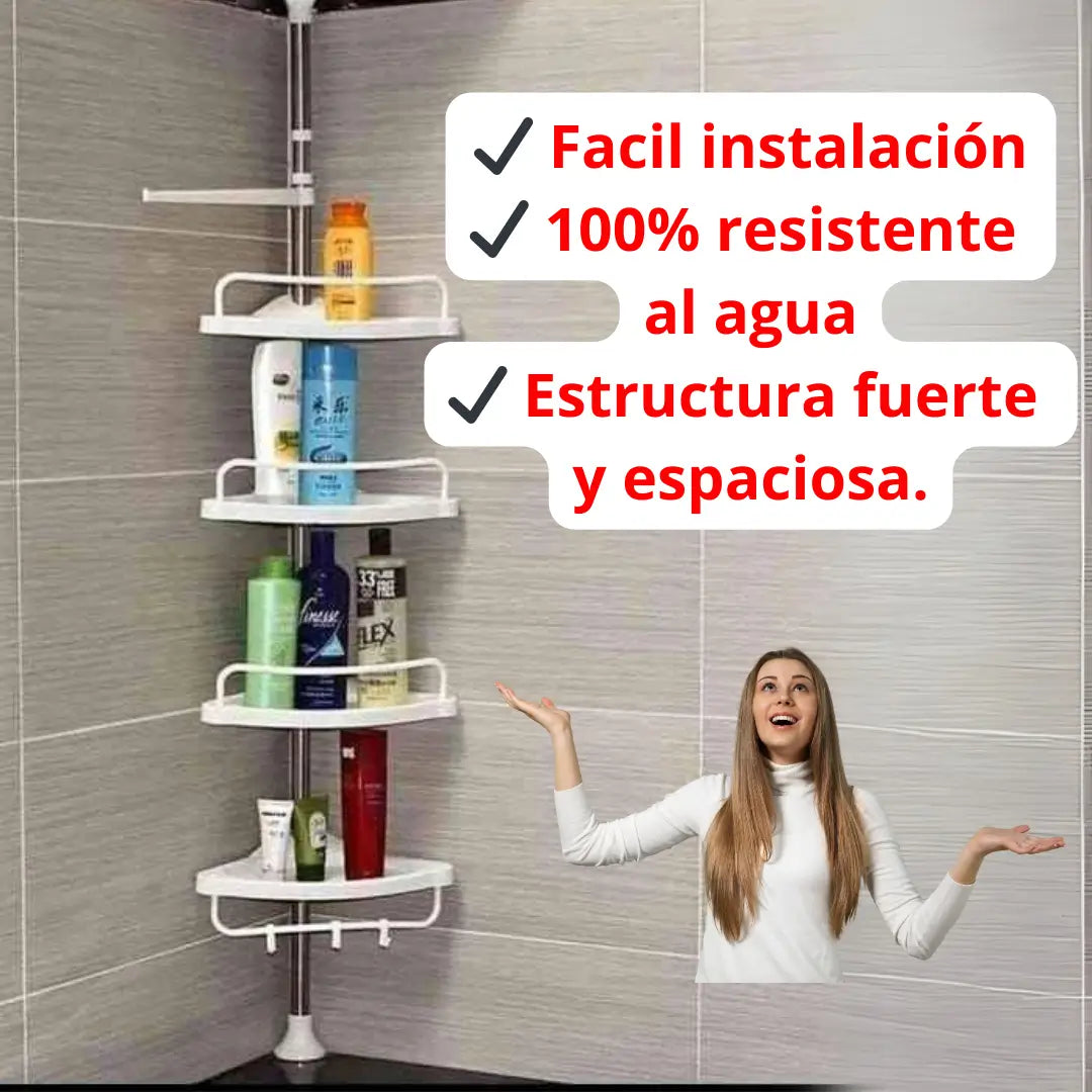ORGANIZADOR ESQUINERO PARA BAÑO 💧🌟 4 NIVELES AJUSTABLE 🤩