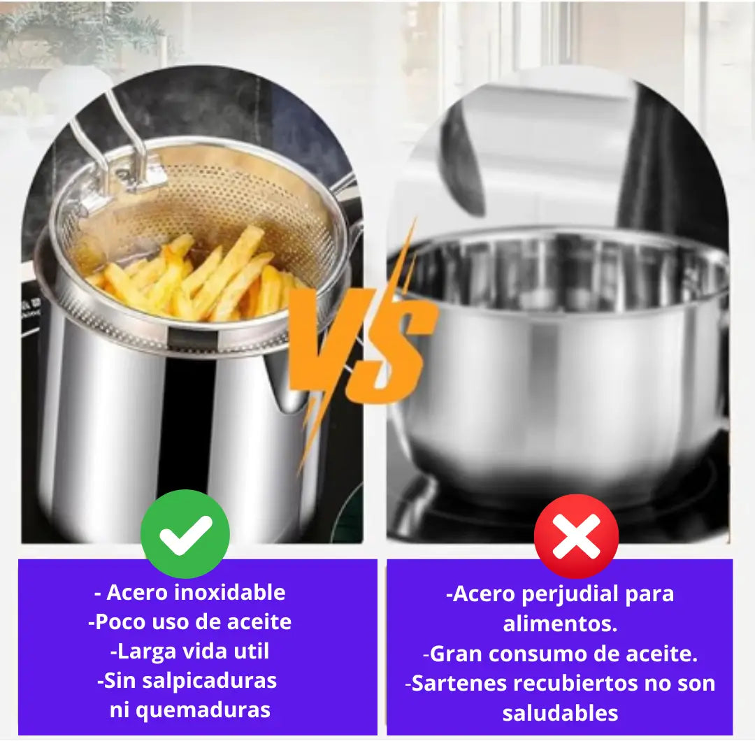 OLLA FREIDORA EN ACERO INOXIDABLE MULTIFUNCIONAL 🌟🤩