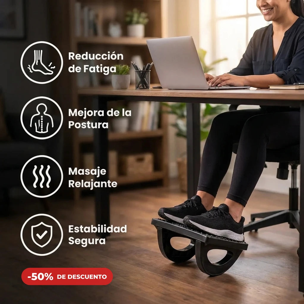 Descansapies ergonomico con rodillos de masaje ✨