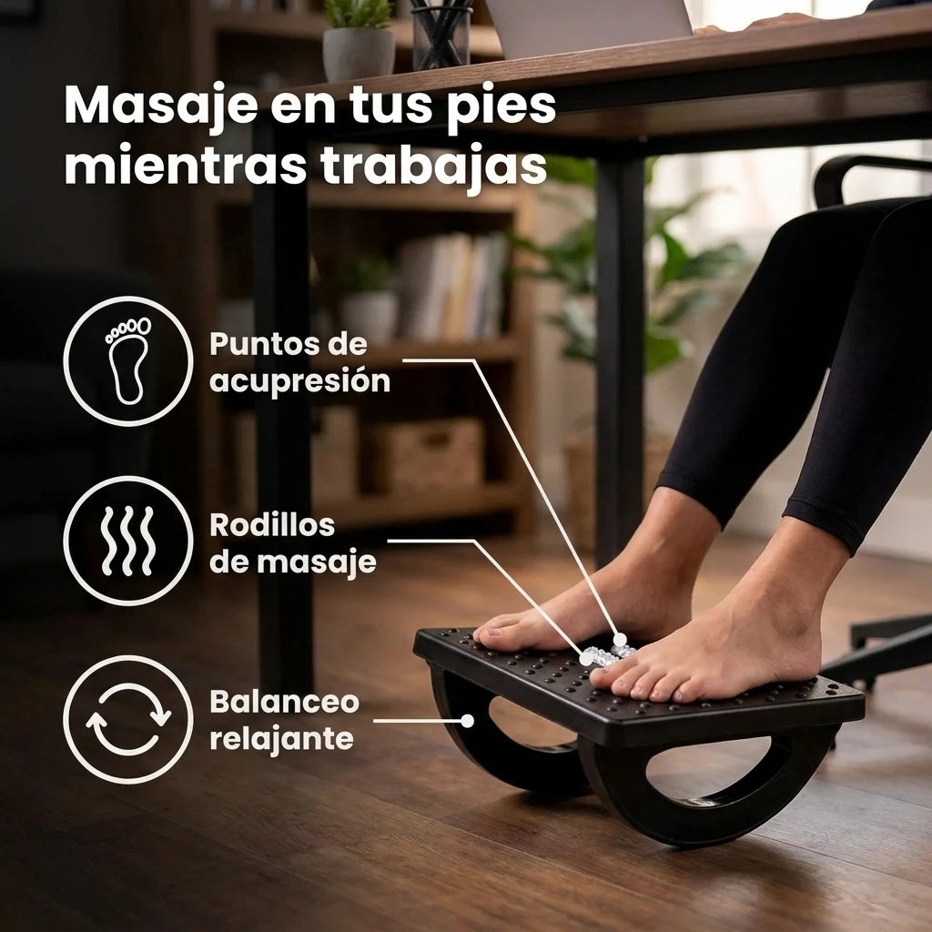 Descansapies ergonomico con rodillos de masaje ✨