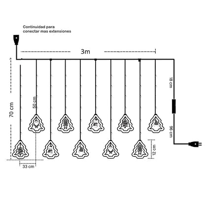 CORTINA DE LUCES LED PREMIUM PARA NAVIDAD 3 METROS