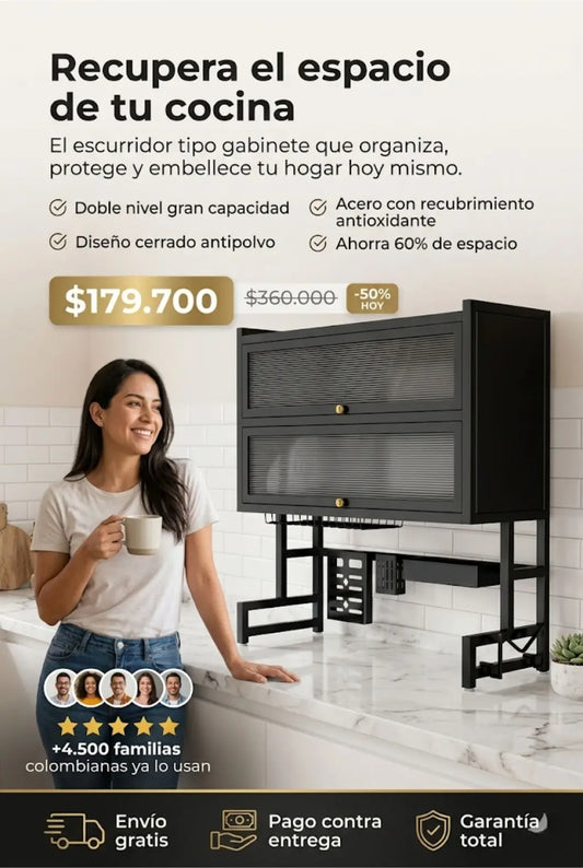Escurridor de Platos de 2 Niveles con Tapa