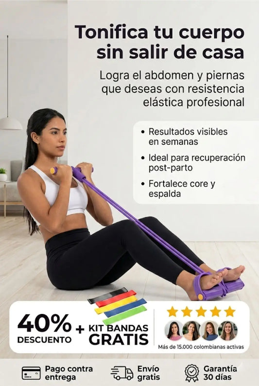 BANDA DE RESISTENCIA DE PEDAL 🎁 GRATIS: Kit de Bandas Elásticas x5