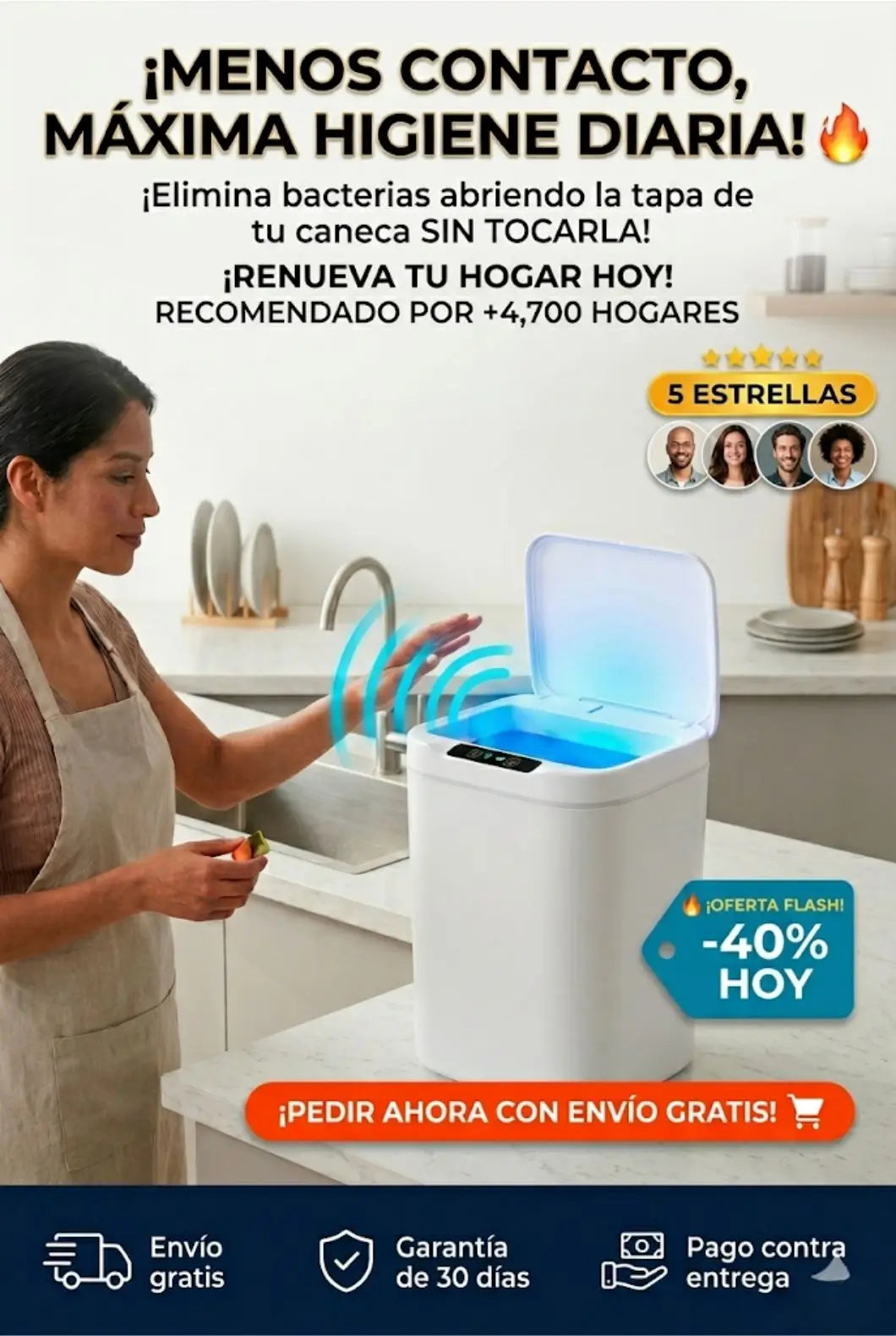 🗑️✨ CANECA INTELIGENTE CON SENSOR – ADIÓS A LAS MANOS SUCIAS