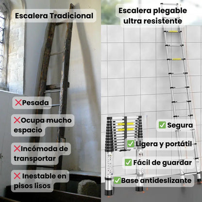ESCALERA PLEGABLE ULTRA RESISTENTE 2 MTS - 3 MTS ⚡