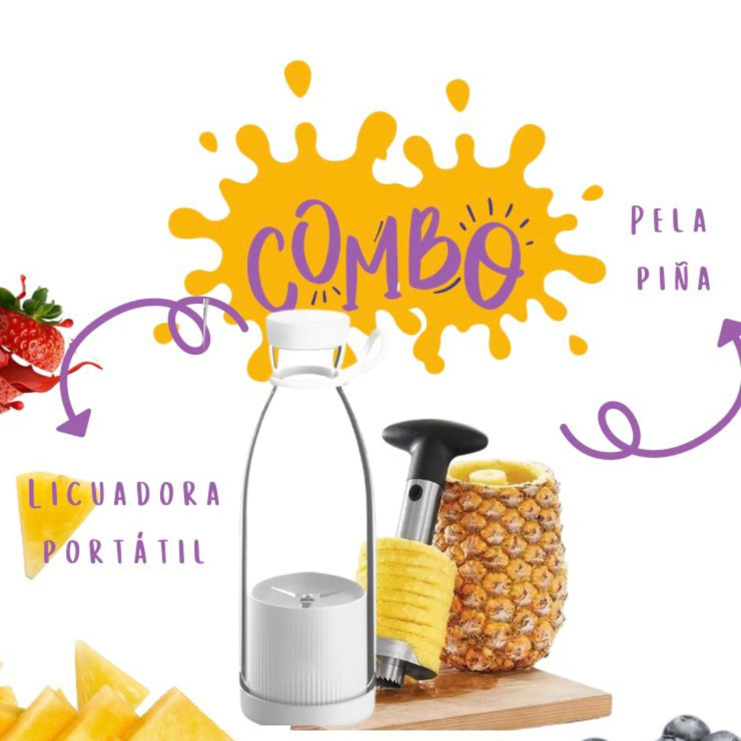 ¡OFERTA IMPERDIBLE! Licuadora Portátil + Pela Piña