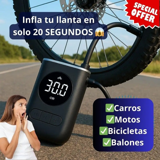 INFLADOR DE LLANTAS PORTÁTIL 💥 CARROS, MOTOS, BICICLETAS, BALONES 💥 OFERTA 40% OFF