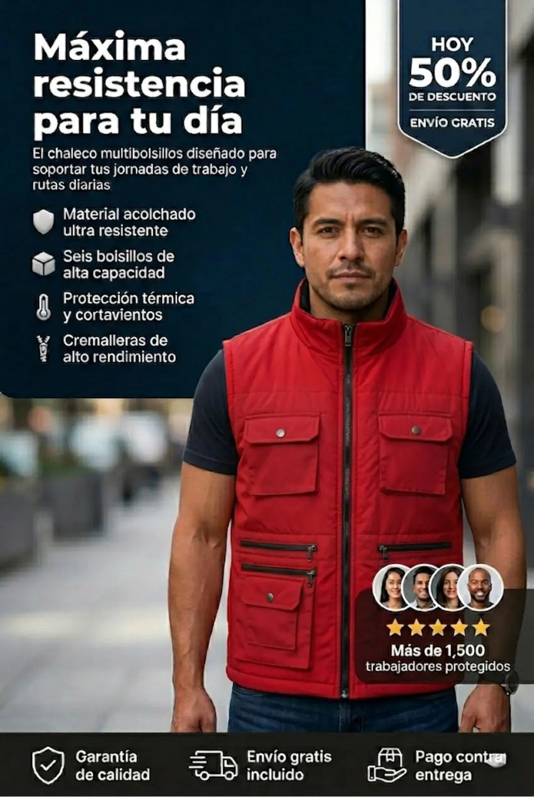 Chaleco rojo de m�xima resistencia para trabajo