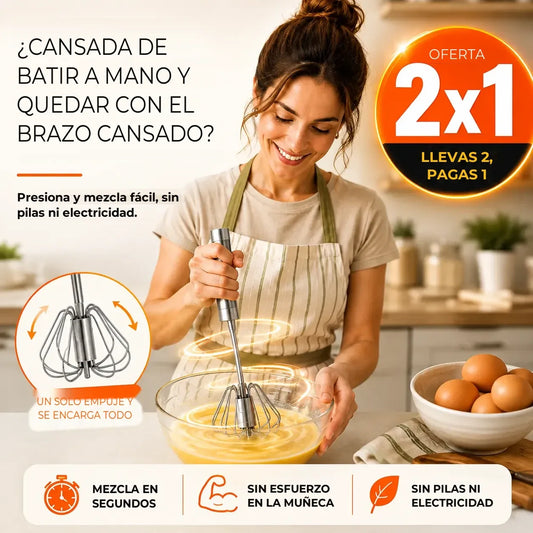 Promo 2x1 | Batidor semiautomático de acero inoxidable